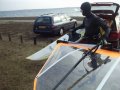 Nieuwe 2003 FPD Custom 5.0.<br />
Frank klaar om het zeil voor het eerst te testen.