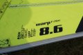 Foto van de maten van mijn Warp F2011 8.6 zoals gedrukt op het zeil.