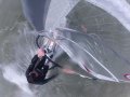 Mooie foto, spray na een landing.