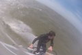 Capture van een GoPro filmpje. Mooie gijp, zeil zo plat dat de GoPro de horizon heeft opgenomen.