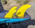 Foto van de vinnen die ik vandaag heb gebruikt onder de JP Wave Slate 96: K4 Scorcher 16cm voor, 10cm achter.